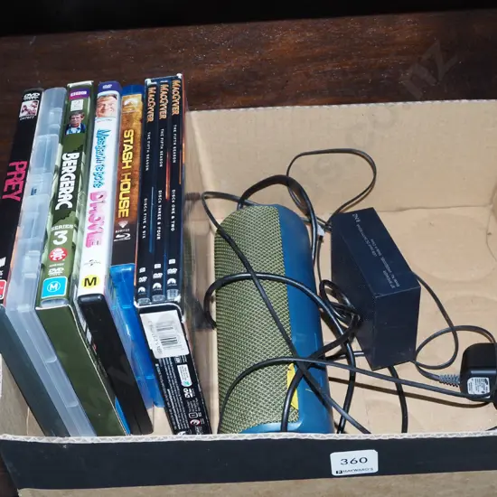 DVDs, 2 blue tooth speakers