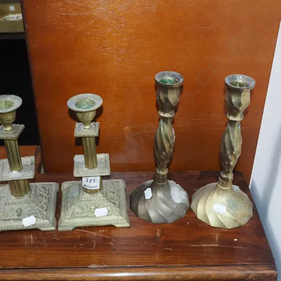 4x brass candlesticks Tallest H-200