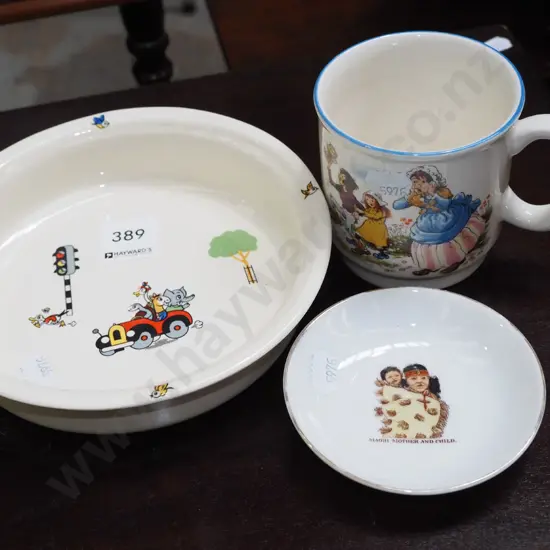 Crown Lynn nursey rhyme cup, plate, pin dish
