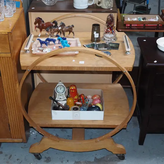 deco oak 2 tier tea trolley