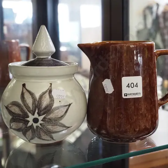 Hanmer pottery lidded canister, Temuka jug