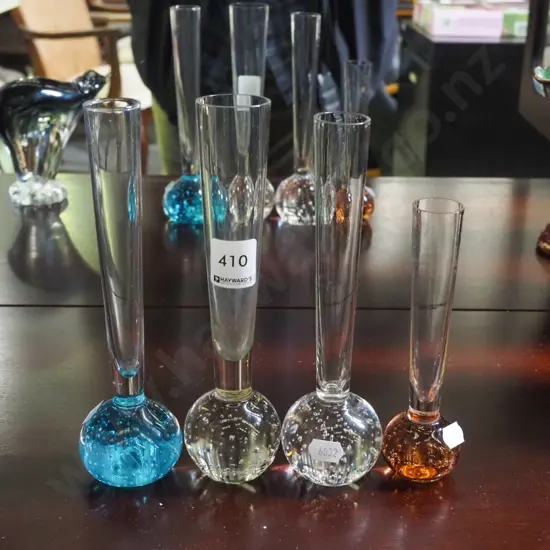 4x coloured glass bud vases
