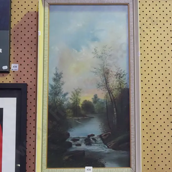 framed oil - stream scene