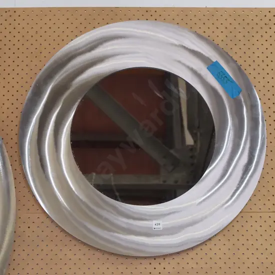 brushed metal circular framed wall mirror Diam-680