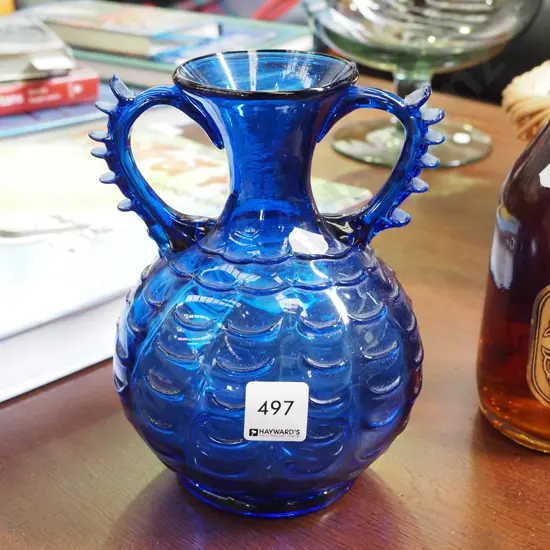 blue glass vase H-200