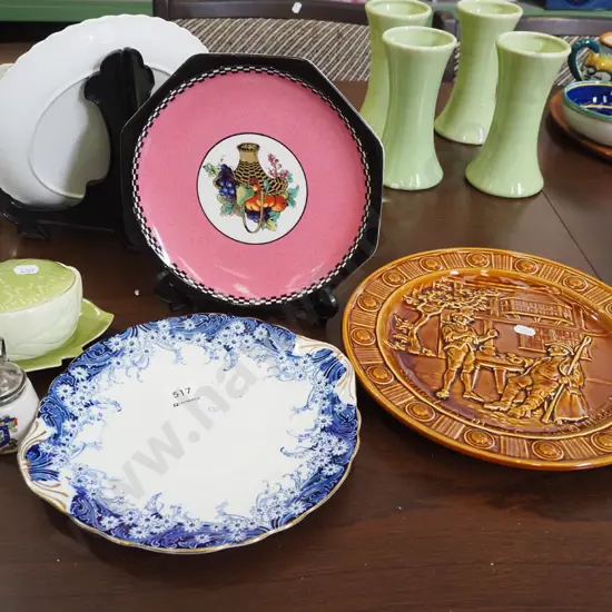 mustard pot, Carlton ware leaf lidded pot, wall charger