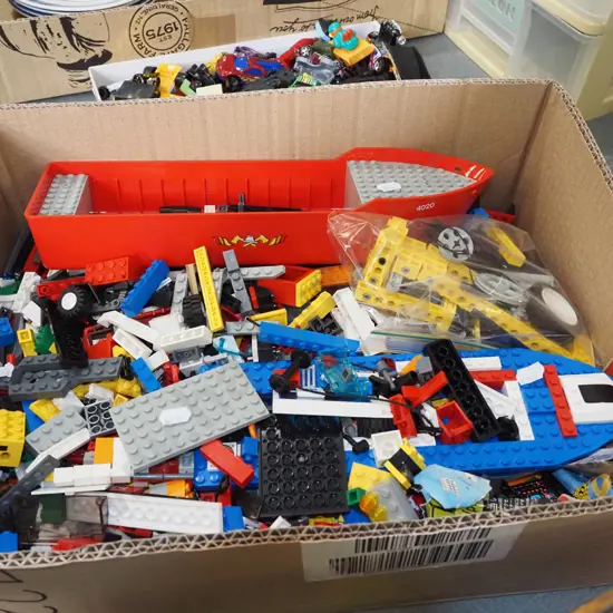 box of Lego pieces