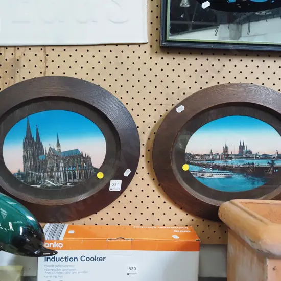 2x oval wall framed prints - London scenes