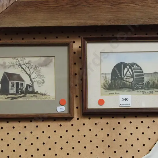 2x Yvonne Benson hand coloured prints- red dots