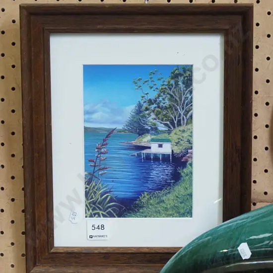 small framed acrylic - boatshed