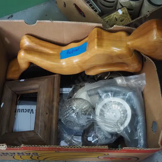 box; decanters, sink plug hole, plated ware etc