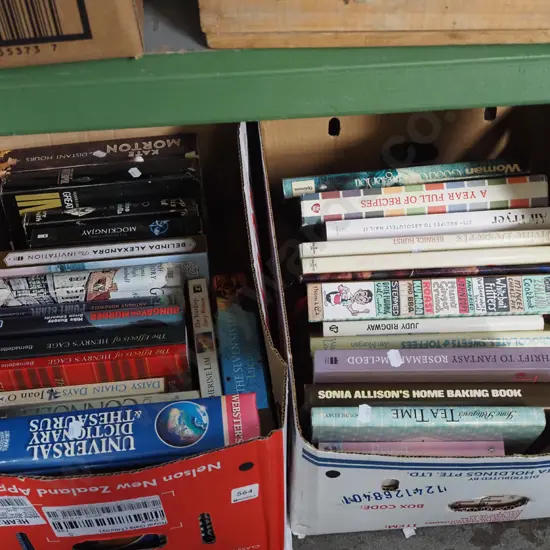 2x boxes of books - black dots