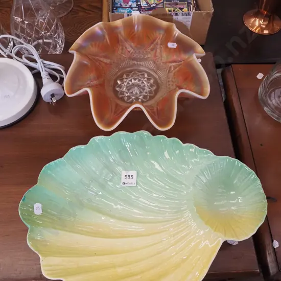 Royal Winton serving dish, carnival glass bowl