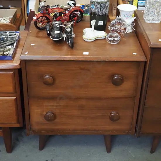 mahogany and rimu 2 drawer chest H-700 W-620 D-460