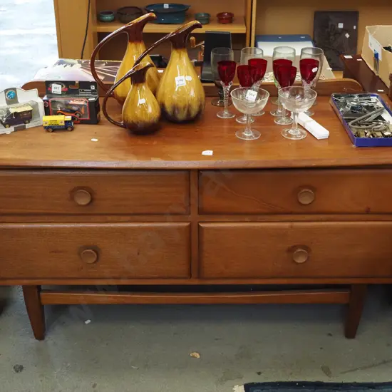 mid century mahogany 4 drawer lowboy H-640 W-1140 