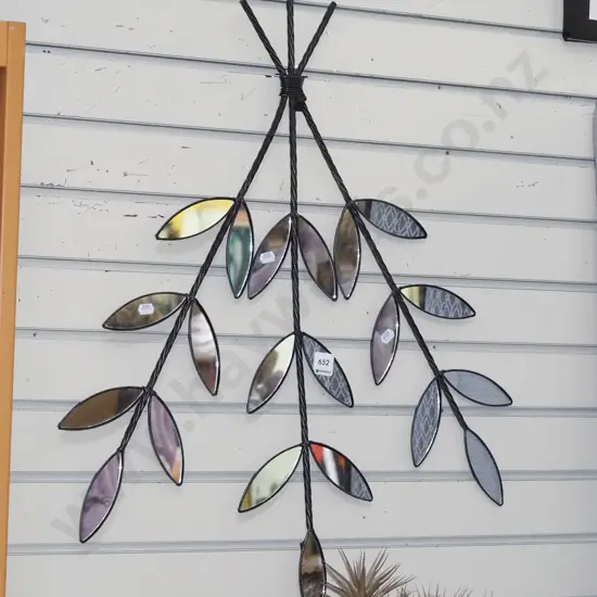 metal and mirrored floral wall art