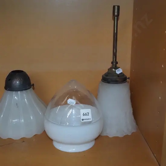 3x glass light fittings