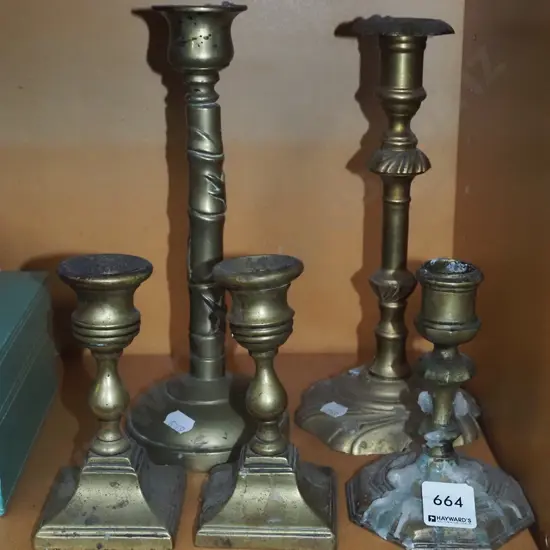 5x brass candlesticks Tallest H-250