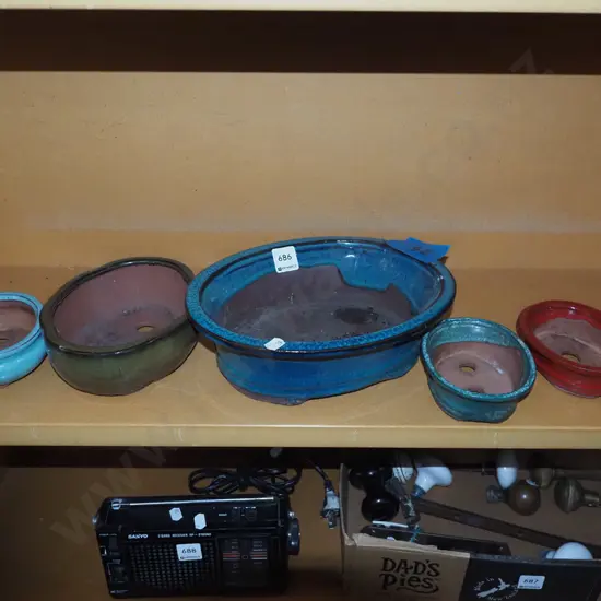 5x glazed bonsai planters