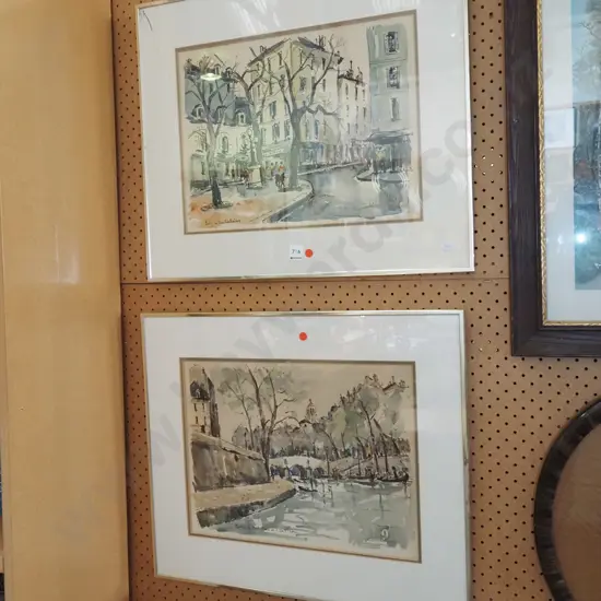2 framed Parisian prints- 1 has crack to glass - red dots