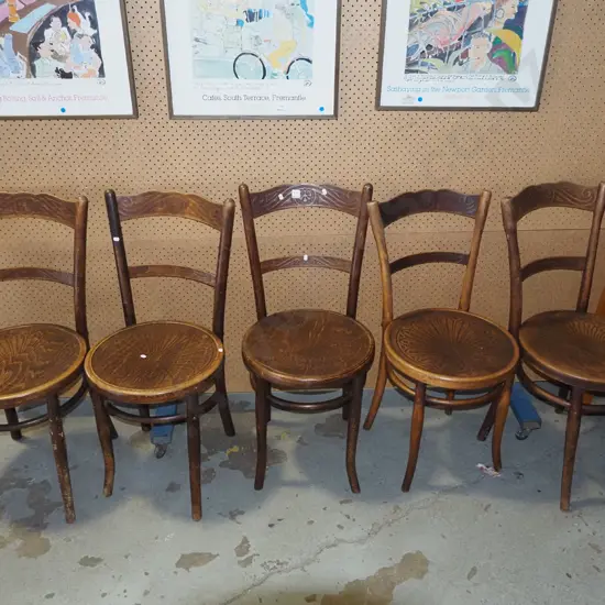 5x bent and pressed wood dining chairs