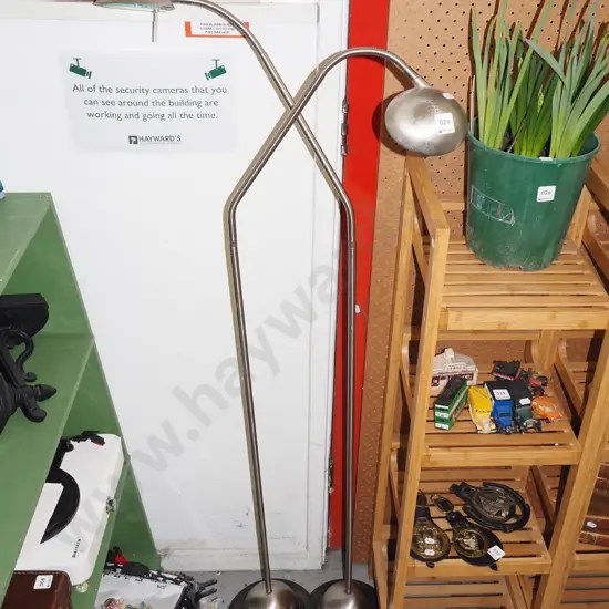 2x brushed alloy standard lamps