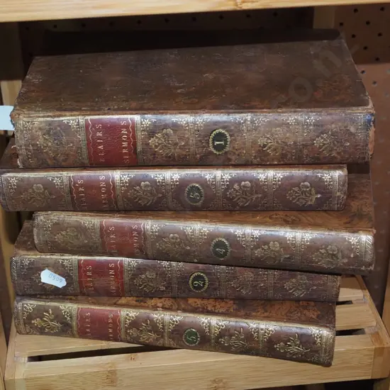 6x leather bound volumes Blair's Sermons