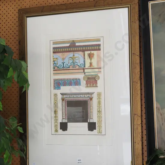 framed print - classical architectural features - foxing