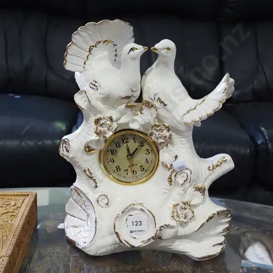 dove themed mantle clock