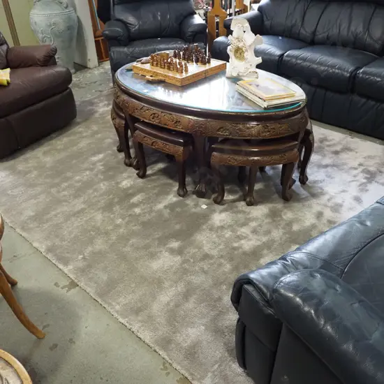 as new grey silk floor mat L-3000 W-2000