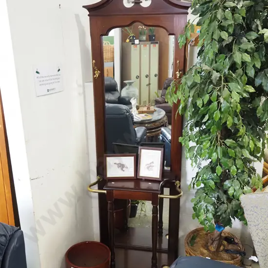 mahogany and brass mirrored hall stand H-2070 W-700 D-330