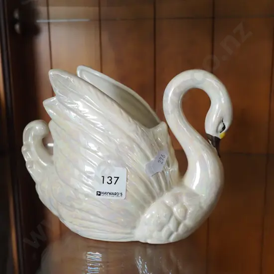 lustre glazed swan figurine