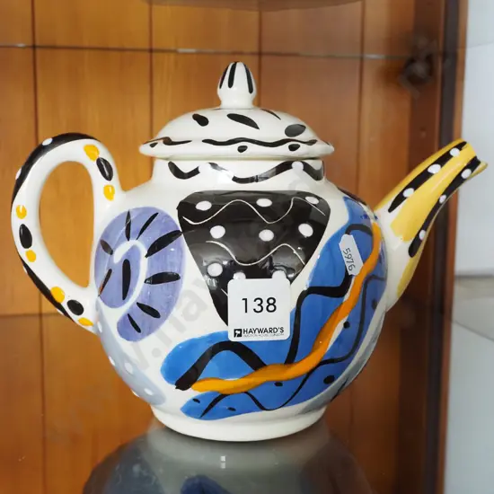 hand painted pottery teapot