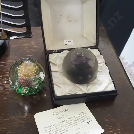 pair of art glass paperweights