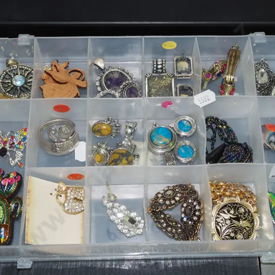 segmented tray and costume jewellery contents