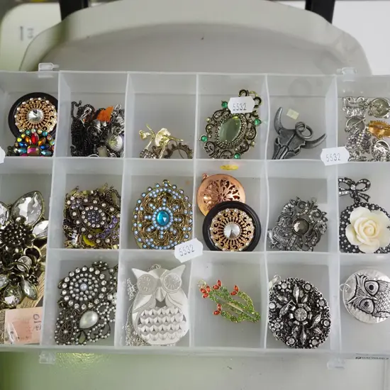 segmented tray and costume jewellery contents