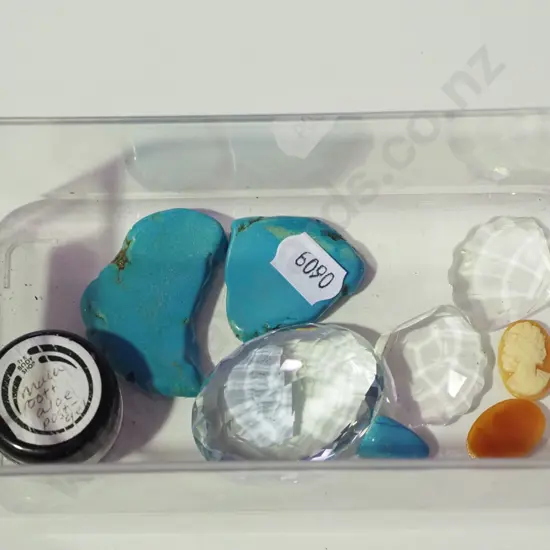 tray of various polished stones and gems