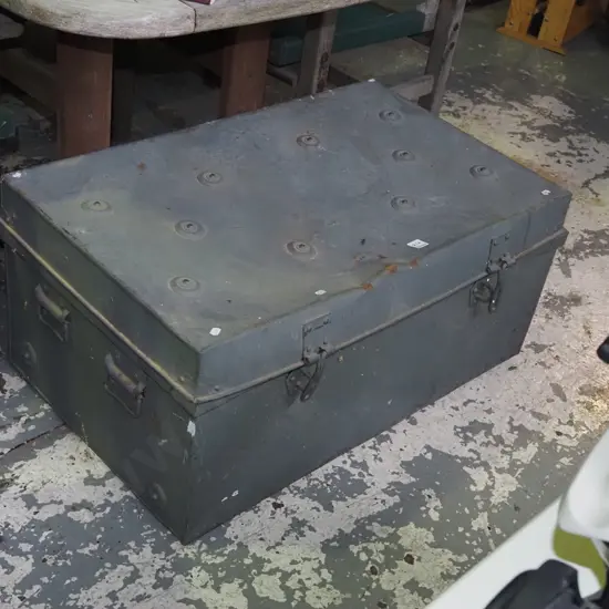 grey painted vintage traveller's trunk