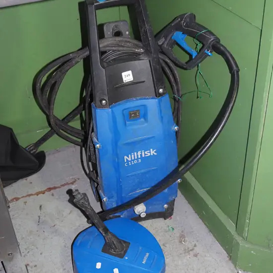 Nilfisk water blaster with deck scrub attachment