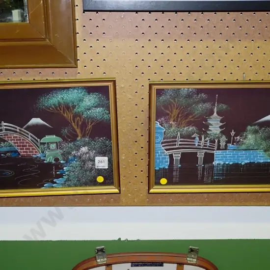 pair of matching Japanese watercolours