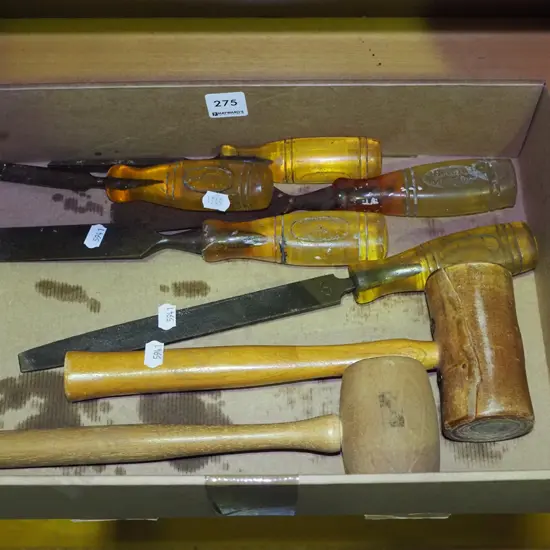 box; chisels, files, mallets