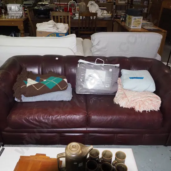 red leather chesterfield 3 seater settee - somewear