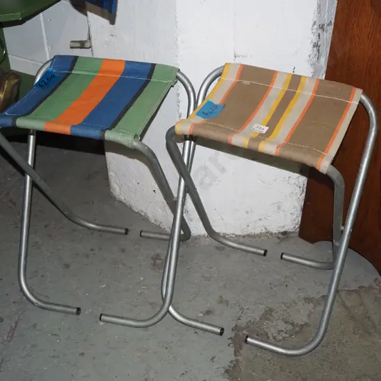 2x alloy and striped canvas camping stools