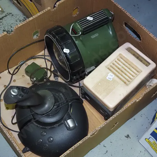 computer joy stick, radio, Sanyo rechargable torch