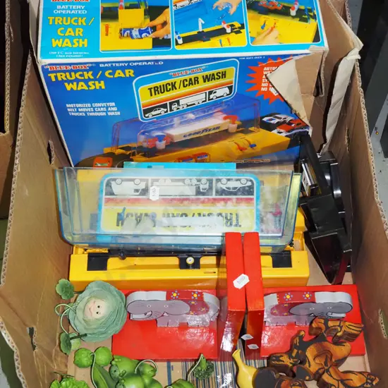 box; toy car wash etc