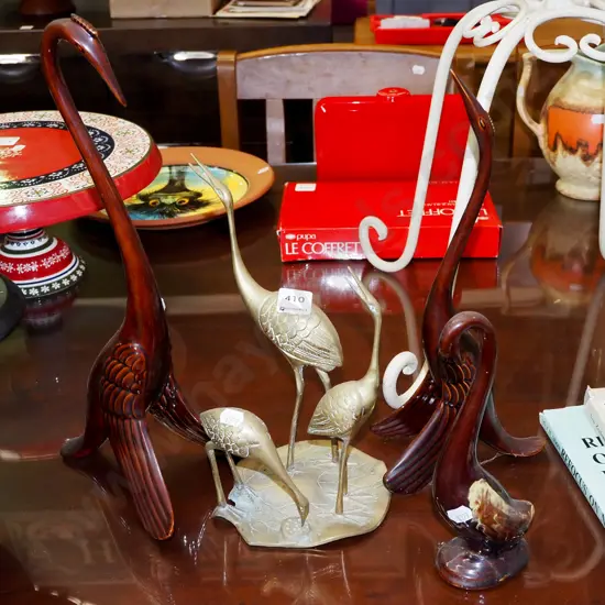 ceramic and brass bird figurines Tallest H-370