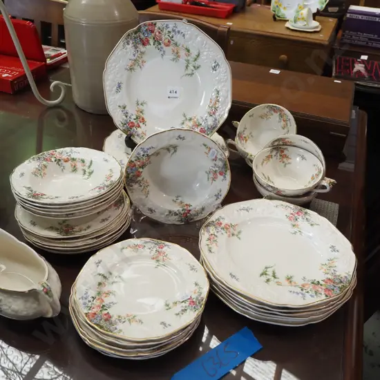assorted Crown Ducal Florentine Rosalie bowls, plates, gravy boat etc
