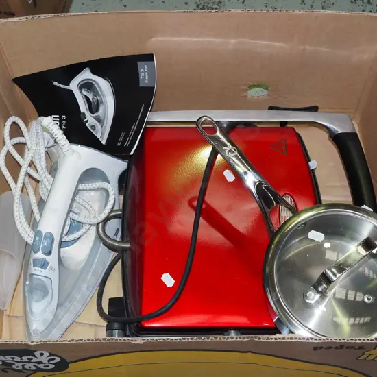 box; lidded saucepan, sandwich press etc