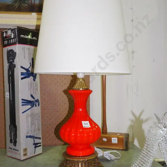 retro red glass and brass table lamp H-600