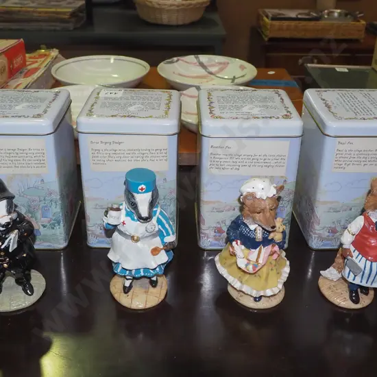 4x Honeysuckle Hill figurines and tins